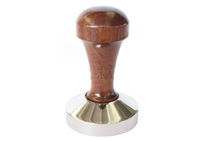 Stainless Steel coffee tamp featuring a rosewood handle